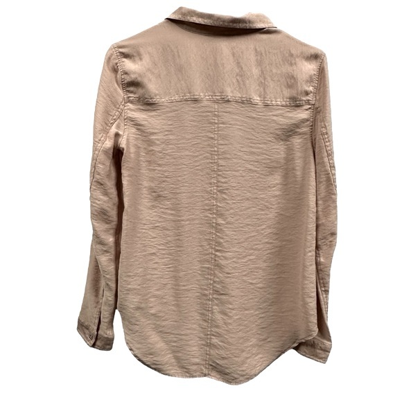 Calvin Klein Jeans Dusty Rose Button Down‎ Roll Tab Long Sleeve Blouse Womens S - Picture 5 of 11